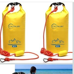 Calpalmy Yellow Waterproof bag and weighted clip rafting, boating,!
